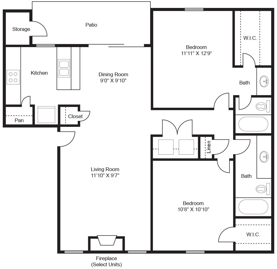 Mulberry Floor Plan Mulberry 2x2 1020sqft